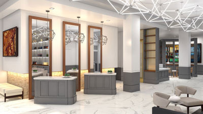 The lobby of the Brix, Autograph Collection in Port of Spain, Trinidad.