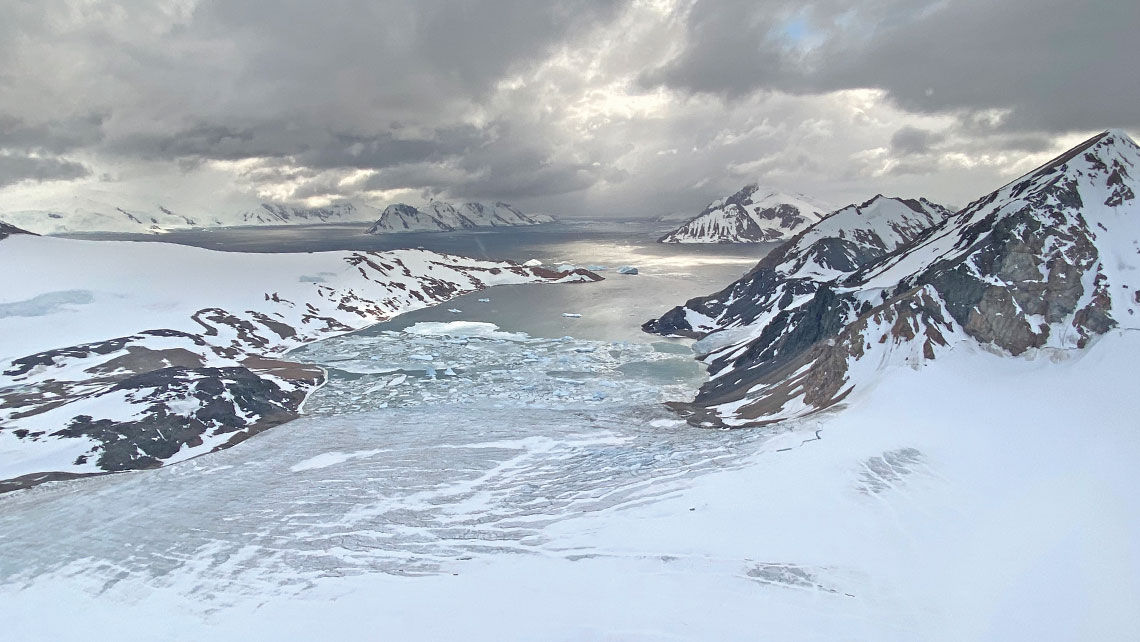 The view near Horseshoe Island below the Antarctic Circle is mesmerizing from one of the Eclipse's Airbus H-130 helicopters. The ship is the only one currently offering helicopter tours in the Antarctica cruise market.