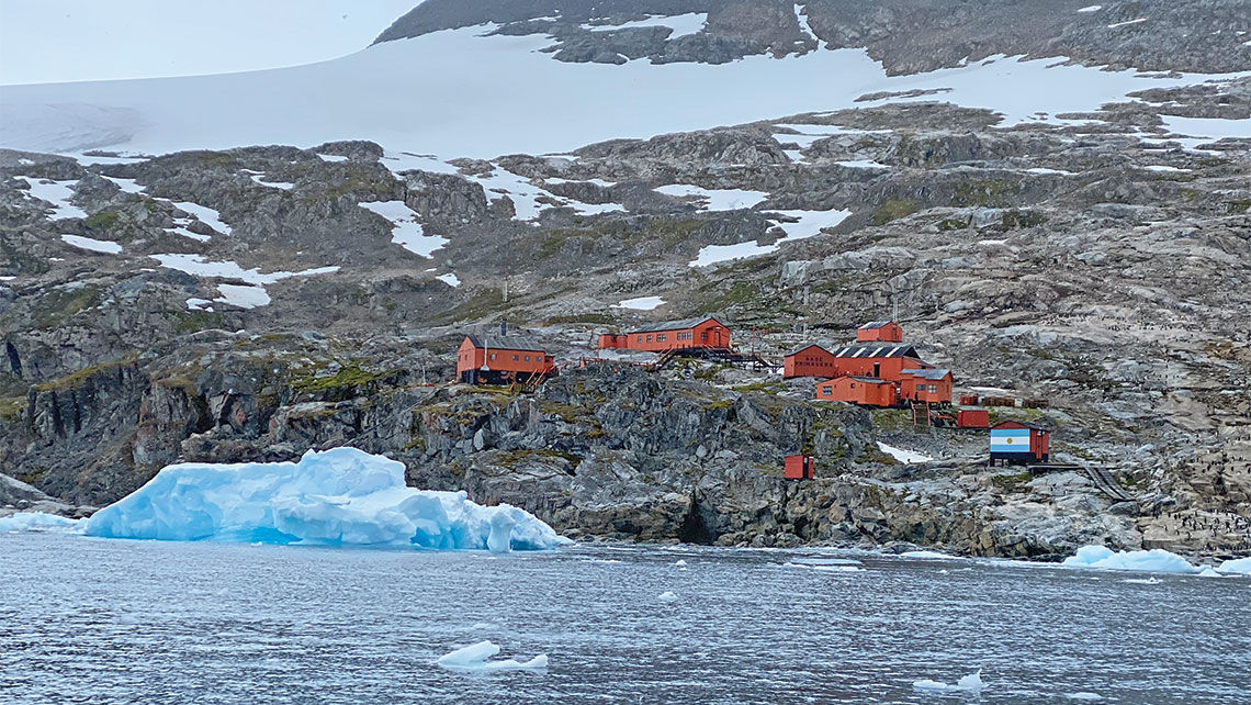 The Argentina-controlled Primavera research station sits sentry over beautiful Cierva Cove.