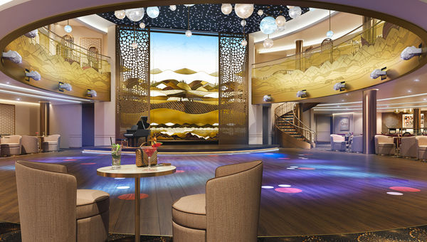 A rendering of the Queens Room, the ballroom aboard the Queen Anne.