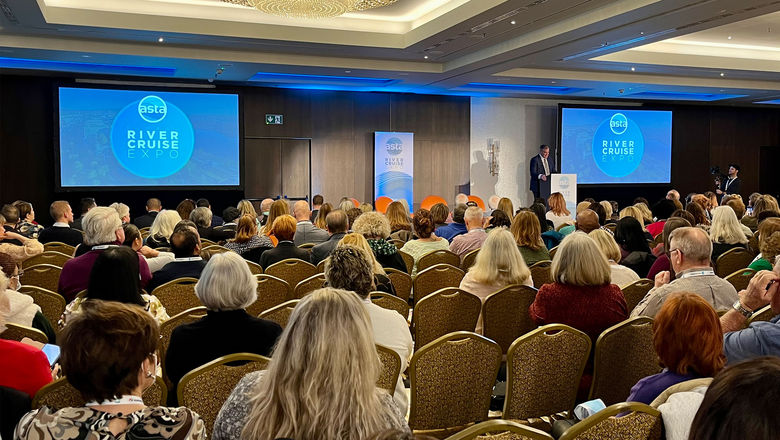 A room packed with advisors at the first ASTA River Cruise Expo, which kicked off Wednesday in Budapest.