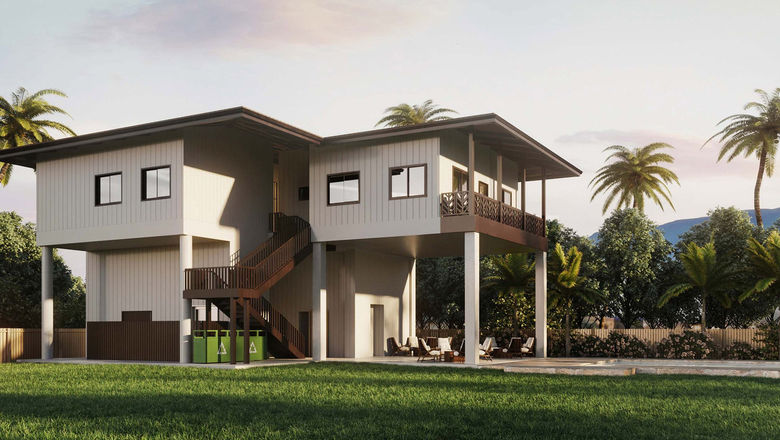 Hanalei Colony Resort recently completed work on a new two-story building (seen here in a rendering) that includes grills for cooking, a wet bar, bathrooms and a shower.