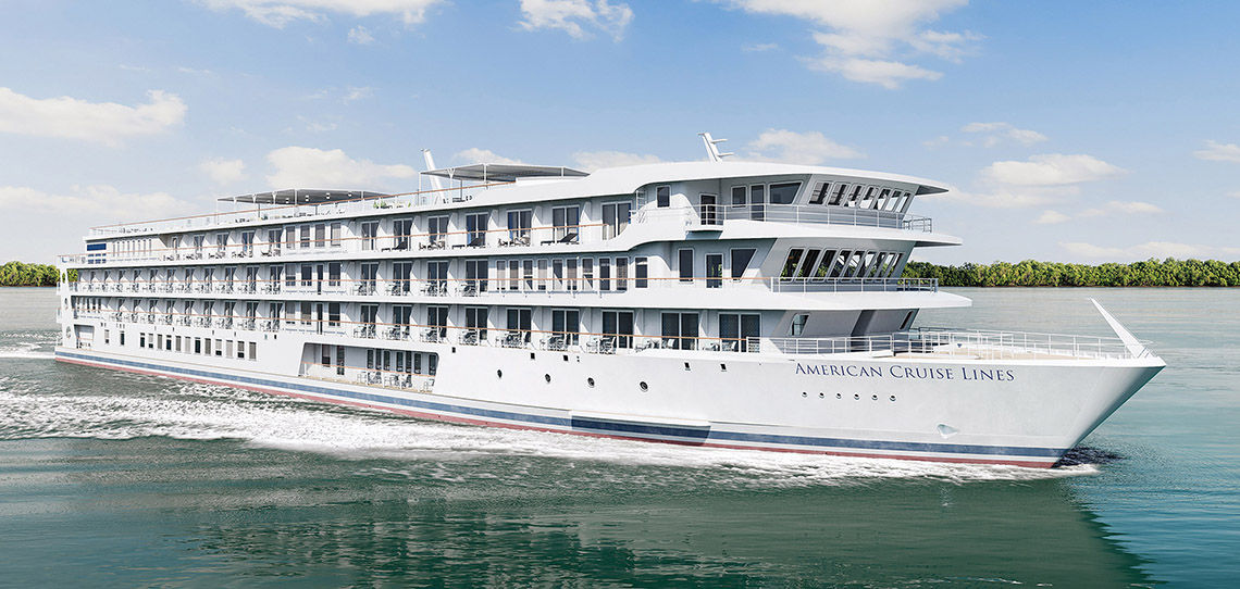 A rendering of American Cruise Lines' upcoming American Symphony and American Serenade modern riverboats.