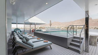 An infinity-style pool on the Emerald Azzurra. The ship will homeport in the Caribbean this winter.