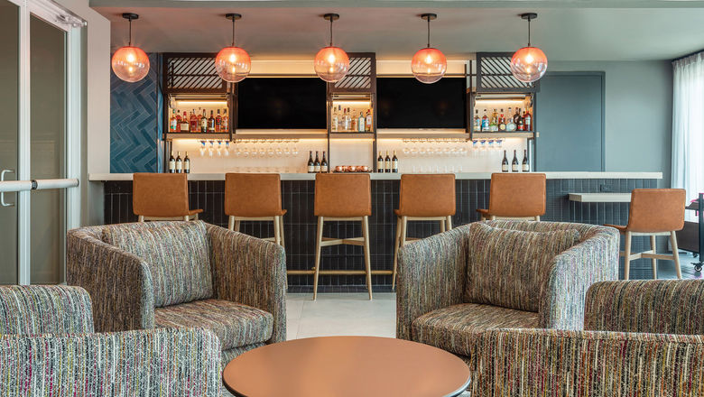 The bar and lounge at the Atwell Suites Miami Brickell.
