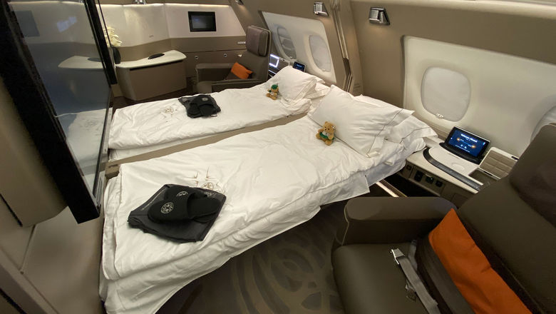 Singapore Airlines' A380 service from JFK to Singapore via Frankfurt offers two double suites.