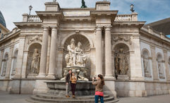 Sightseers at Albertinaplatz in Vienna.