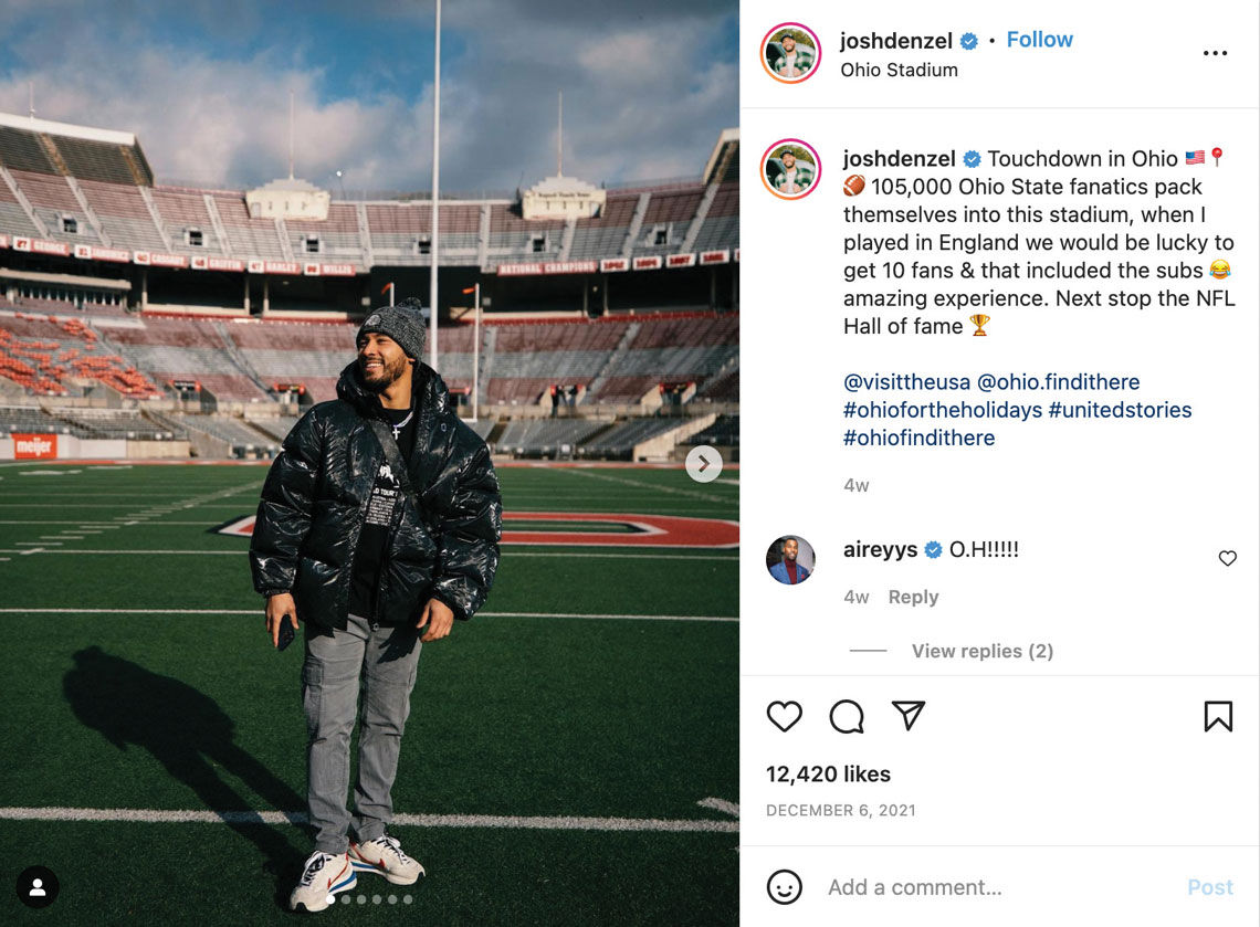 Josh Denzel, a U.K.-based influencer, worked with Brand USA, reporting from Ohio.