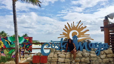 The writer poses for a photo in Costa Maya.