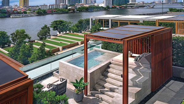 Veranda suites at the Capella Bangkok feature plunge pools and views of the Chao Phraya River.