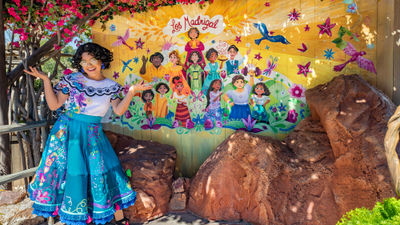 The heroine of "Encanto," Mirabel, will be available during the day for photo opportunities in Frontierland.