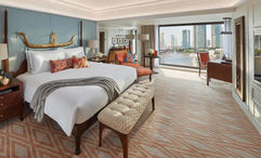 The Mandarin Oriental Bangkok's Jim Thompson Suite, which offers views of the city's Chao Phraya River.