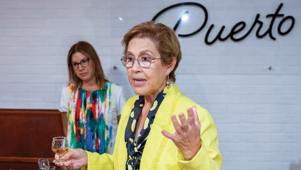 Don Q master blender Silvia Santiago explains the distillation process to tour groups.