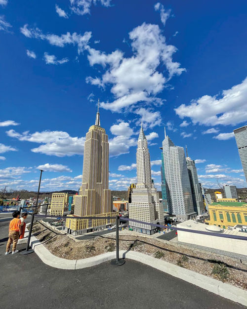 Replicas of several Manhattan buildings in the Miniland at Legoland New York Resort. Replicas of several Manhattan buildings in the Miniland at Legoland New York Resort.