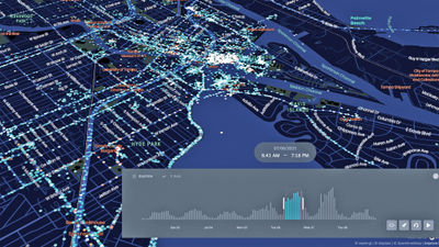 Zartico uses geolocation data to present charts to DMOs on visitor movements. This visualization reflects individual movements throughout the Tampa Bay area during the Elks Grand Lodge Convention last July.