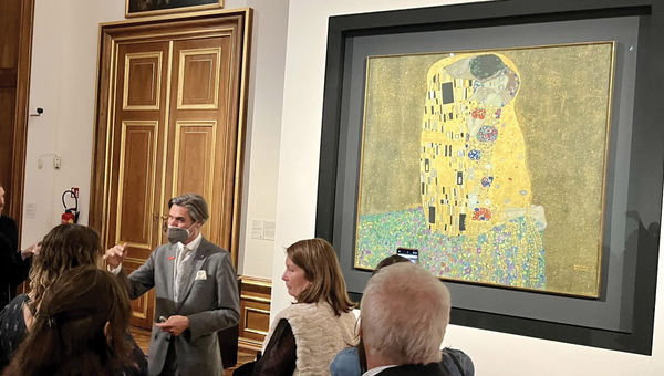 Christening guests got an exclusive look at Gustav Klimt's "The Kiss" on a private tour of Vienna's Belvedere Palace Museum. Christening guests got an exclusive look at Gustav Klimt's "The Kiss" on a private tour of Vienna's Belvedere Palace Museum.