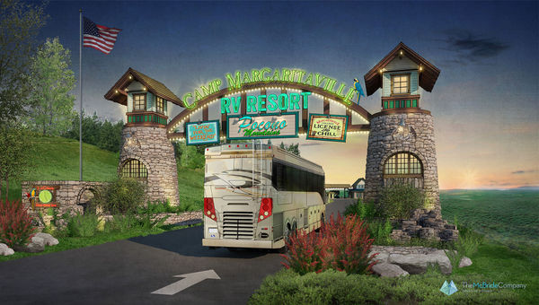 Camp Margaritaville will feature luxury RV sites and cabin-inspired homes.