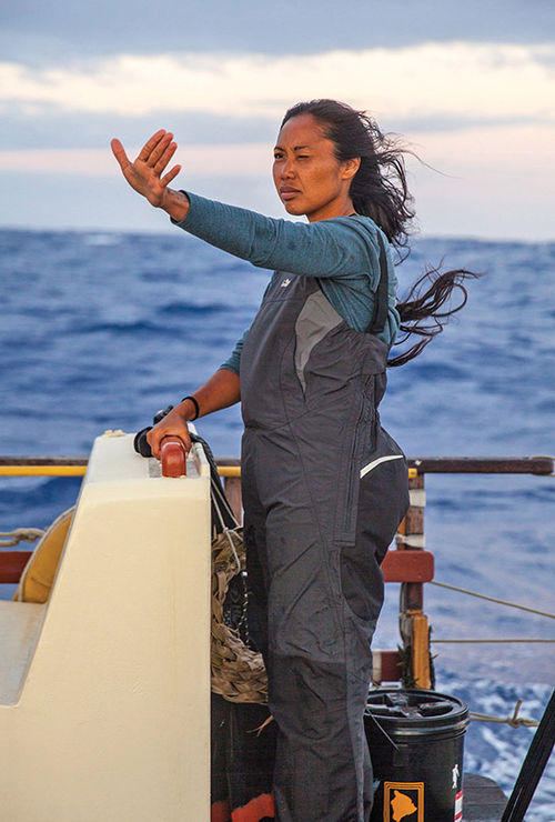 Navigator Kala Baybayan Tanaka leads a Hawaiian Star Stories activity, part of the Four Seasons Academy program. Navigator Kala Baybayan Tanaka leads a Hawaiian Star Stories activity, part of the Four Seasons Academy program.