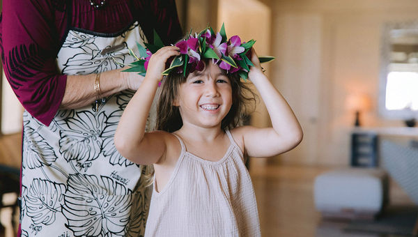 Lei-making is one of the activities kids are offered at the Four Seasons Resort Maui.