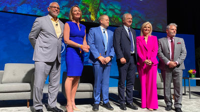 Panelists at the Seatrade Cruise Global Conference in Miami Beach.
