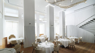 The restaurant at Xenodocheio Milos, a five-star, 43-room hotel that opened in downtown Athens on Jan. 15.