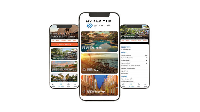 The My Fam Trip app is a new web-based application to help advisors keep track of and share their experiences on fam trips.