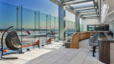 The recently opened Delta Sky Club at LAX Terminal 3. The club will connect to the Delta One lounge, which Delta expects to open in 2024.