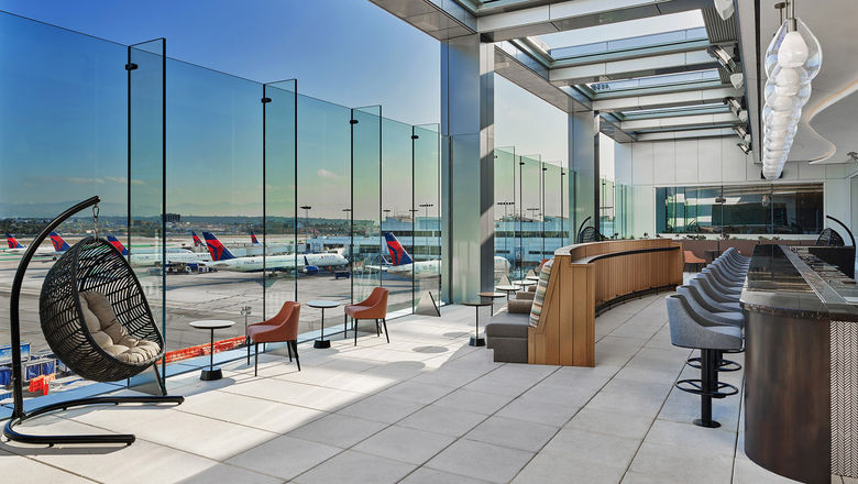 The recently opened Delta Sky Club at LAX Terminal 3. The club will connect to the Delta One lounge, which Delta expects to open in 2024.