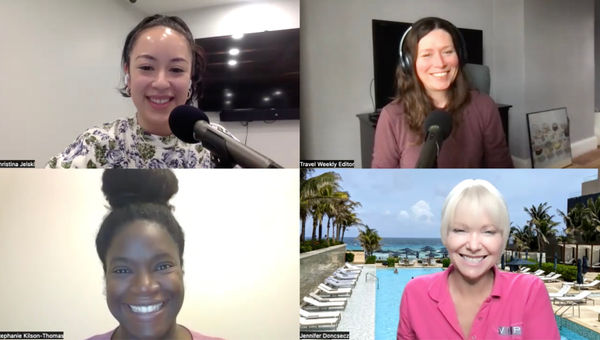 A Folo by Travel Weekly podcast episode on destination weddings, clockwise from top left: Christina Jelski, Rebecca Tobin, VIP Vacations president Jennifer Doncsecz and KT Travel & More owner Stephanie Kilson-Thomas. A Folo by Travel Weekly podcast episode on destination weddings, clockwise from top left: Christina Jelski, Rebecca Tobin, VIP Vacations president Jennifer Doncsecz and KT Travel & More owner Stephanie Kilson-Thomas.