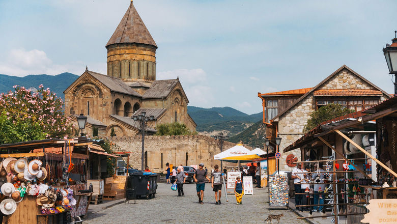 Svetitskhoveli Cathedral in Mtskheta, Georgia. Trips by Culture Trip offers small-group vacation packages that visit multiple destinations so that travelers can experience several bucket-list destinations in one single trip.