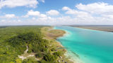 An aerial view of Mexico’s Bacalar Lagoon region, located in the southern part of Quintana Roo.