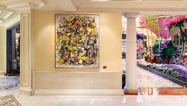 Tomas Esson's "Quimera" hangs just outside the Bellagio Conservatory & Botanical Gardens. Tomas Esson's "Quimera" hangs just outside the Bellagio Conservatory & Botanical Gardens.