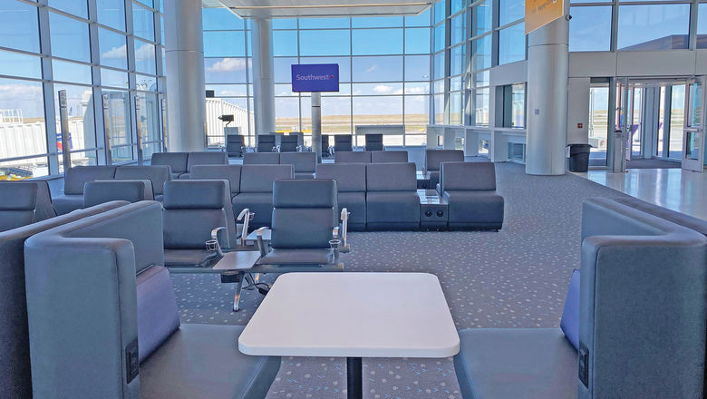 Customers in Southwest's 16-gate expansion area at Denver airport will enjoy a variety of comfortable seating options.