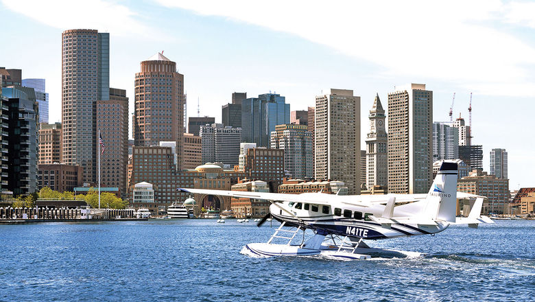A Tailwind aircraft in Boston Harbor.