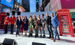 London mayor Sadiq Khan and representatives of Visit London and members of the cast of "Six" were among those in New York's Times Square to help launch the "Let's Do London" marketing campaign.