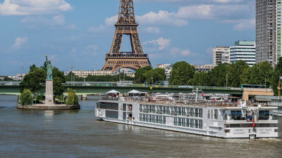 The Viking Radgrid was designed to be able to dock in the shadow of the Eiffel Tower in Port de Grenelle.