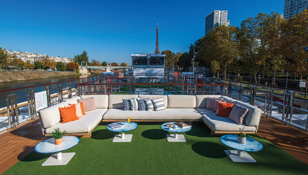 Ample and comfortable seating on the Radgrid's sundeck.