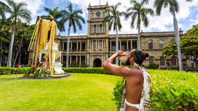 The King Kamehameha I Day celebrations include a lei-draping ceremony at the Kamehameha statue in downtown Honolulu.