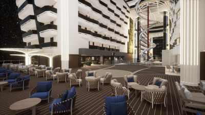 The World Promenade will be home to the Venom Drop @ The Spiral, the longest dry slide at sea, spanning 11 decks.
