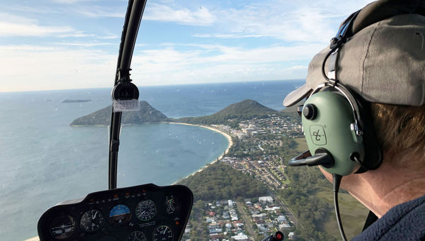A view of the New South Wales coastline from a Sydney Seaplanes aircraft. A view of the New South Wales coastline from a Sydney Seaplanes aircraft.