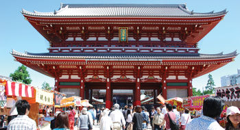 Sensoji Temple in Taito City, Japan. The country will welcome back prepackaged international tour groups on June 10.