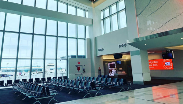 A look at the new Terminal C's high ceilings and floor-ceiling windows.