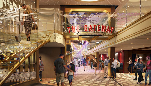 A large digital map in The Gateway will display the locations of Carnival's ships around the world in real time. A large digital map in The Gateway will display the locations of Carnival's ships around the world in real time.
