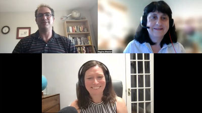 Clockwise from top left: Aviation editor Robert Silk, airport planner Regine Weston and host Rebecca Tobin.