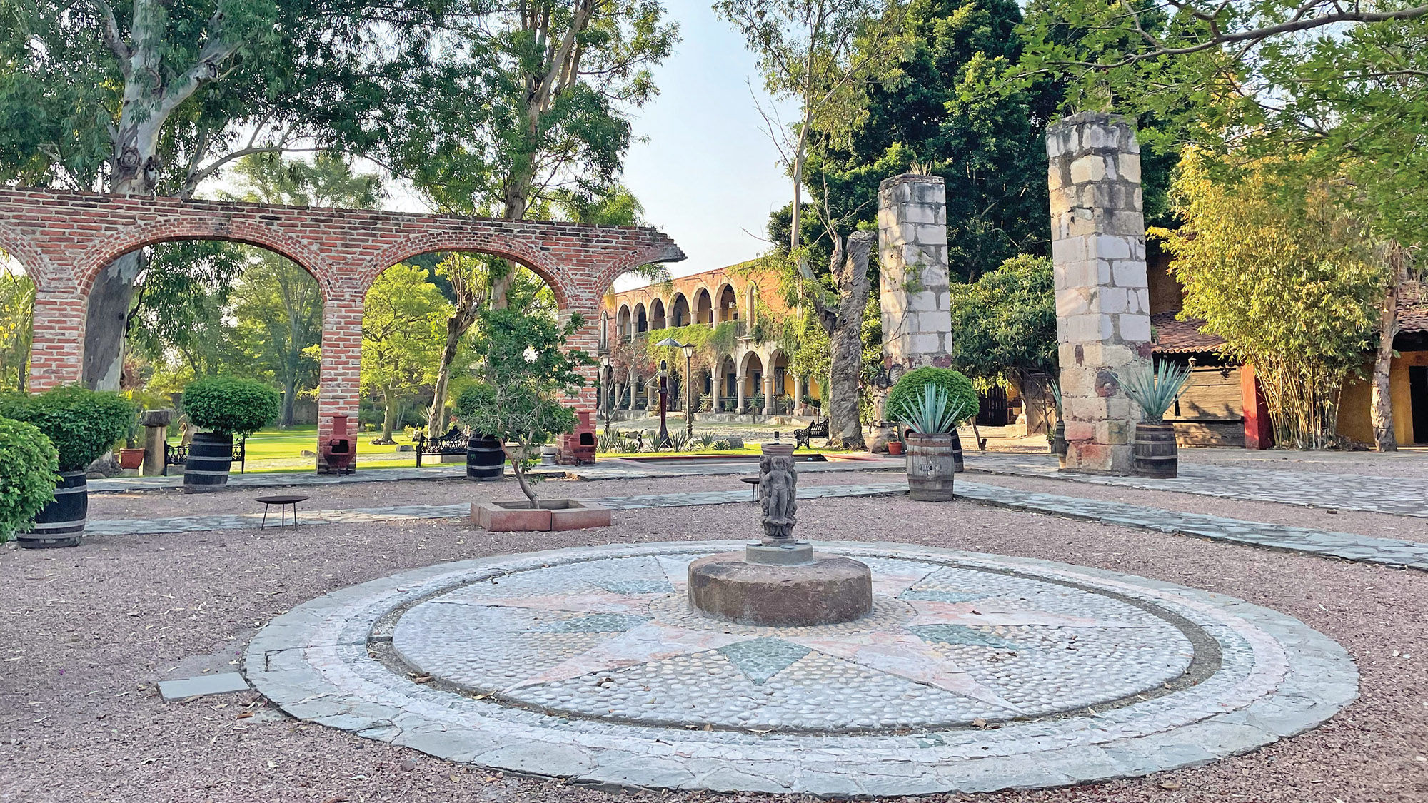 The grounds of Hacienda El Carmen are lined with walking paths and art waiting to be discovered.
