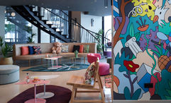 Moxy Athens City public spaces feature playful designs and street art.