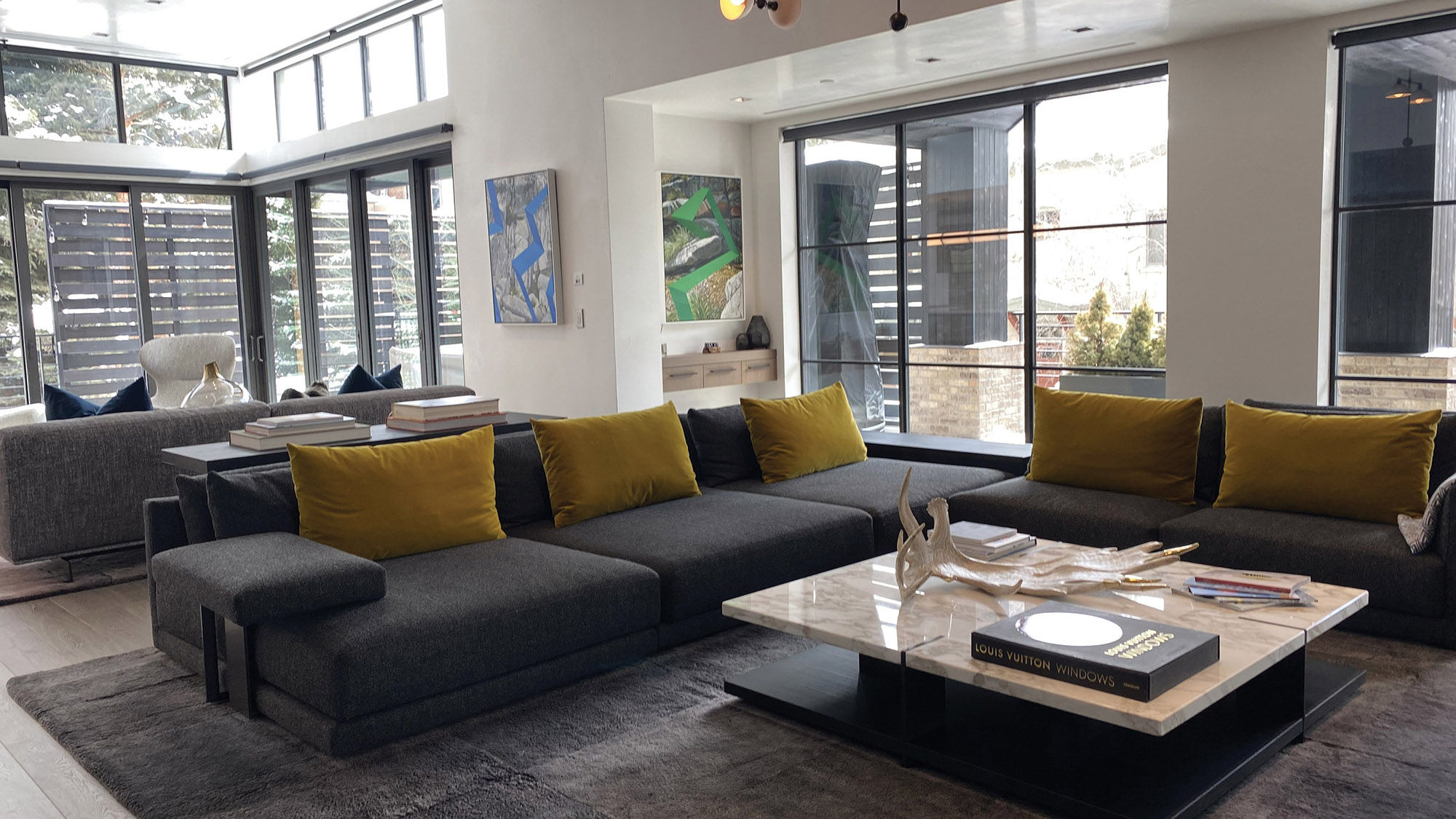 An alternative option for staying in Aspen-Snowmass is the Aspen Street Lodge, a buyout-only, 26-guest property. Pictured, a living room area at the property.