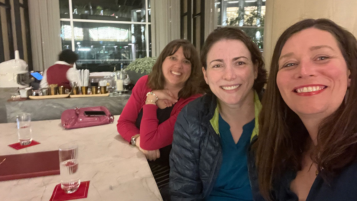 The author, right, and her girlfriends at the Fairmont Century Plaza in Los Angeles.