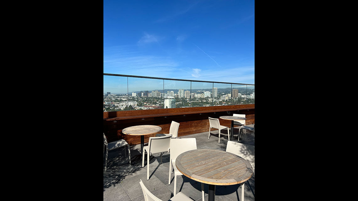 The views from the rooftop pool deck at the Fairmont Century Plaza.