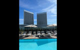 The Alcoa Towers are the backdrop of the rooftop pool at the Fairmont Century Plaza.